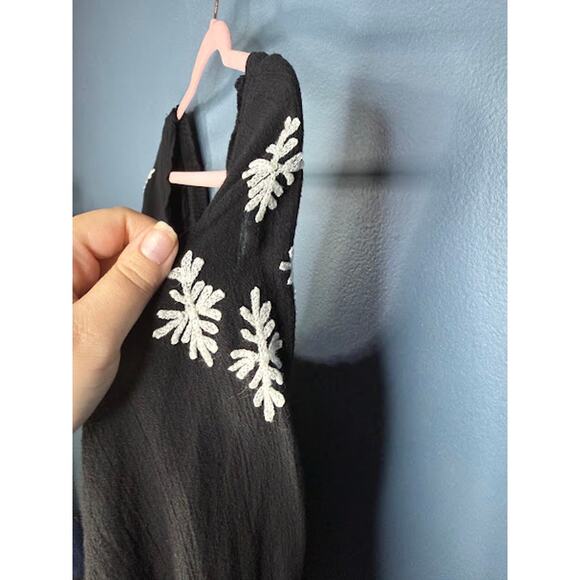 Boho Top Women's Size 22/24 Embroidered Black Shirt Oversized Vacation Cruise - Picture 4 of 8
